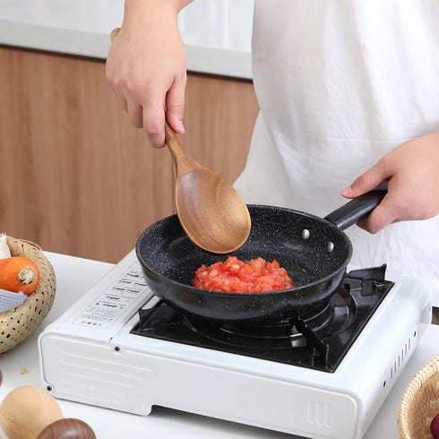 Kitchen Wooden Cooking Spoon, Solid Acacia Wood Serving Spoons for Mixing Stirring, Nonstick Kitchen Utensils Tableware Ladle Scoop for Soup Stews...