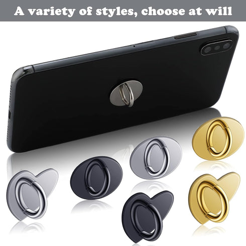 Flutesan 12 Pcs Phone Charm Hook Phone Charms Adhesive Metal Finger Grip Cell Finger Ring Loop Stand for DIY Hanging Round and Heart Holder Cute K...