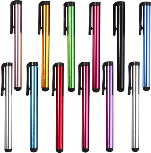 12 Pack Universal Capacitive Stylus Pen Portable Multicolor Touchscreen Stylus Pens Compatible with Apple iPhone 5 /5S/ 5C /6/7/11 Plus iPad Galax...