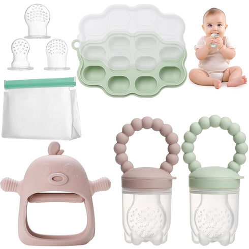 Breastmilk Popsicle Mold & Baby Fruit Feeder Pacifier with Teething Mitten, 3 Extra Nipples and Storage Bag, BPA Free, Dishwasher Safe, Ideal for ...