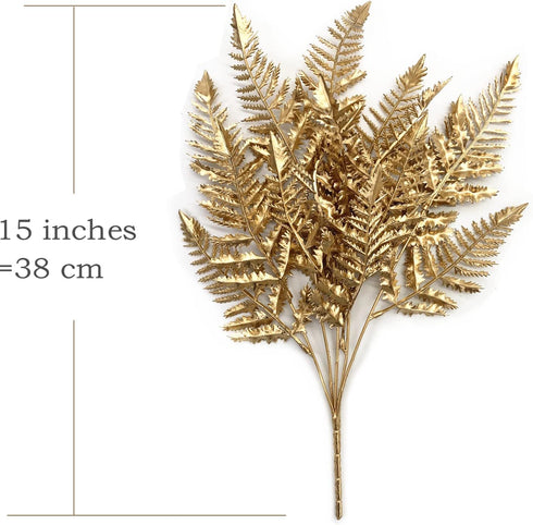 CATTREE Christmas Artificial Plants Decoration, Plastic Golden Shrubs Plant Simulation Boston Leaves Fake Fern Grass for Wedding Party Indoor DIY ...