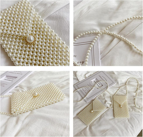 Luxury Pearl Bag Chain Bag Purse Shoulder Bag for Women,Artificial Pearl Clutch Crossbody Beaded Evening Bag for Party...