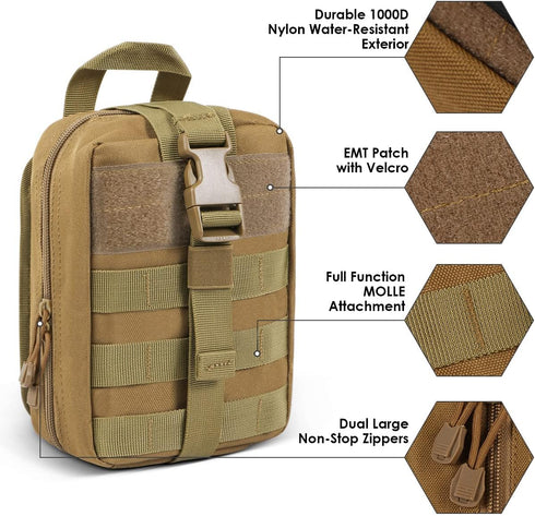 Gogoku First Aid Pouch 1000D Nylon Tactical Molle Tear Away Medical Pouch Empty Utility Pouch for Outdoor Activities Medical Supplies Camping Hiki...