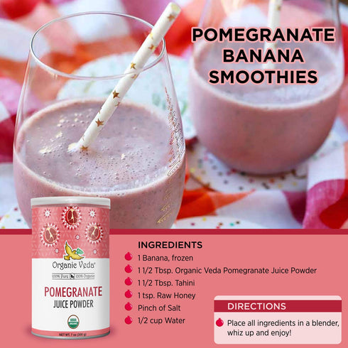 Organic Veda Pomegranate Juice Powder - Pomegranate Extract Rich in Vitamin C, Folate & Potassium - Concentrate for Salad, Yogurt, Ice Cream - Veg...