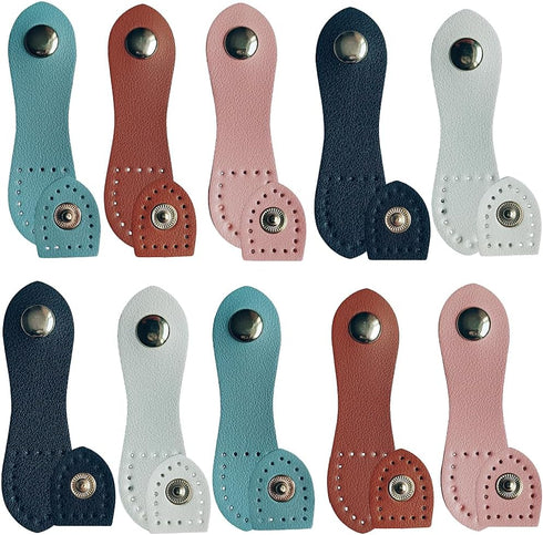 10 Sets Leather Snap Buckles Leather Tab Closure, Sew On Leather Tab Closures Buckles Fasteners for Handbags Shoulder Bags Purses DIY Craft Sewing...