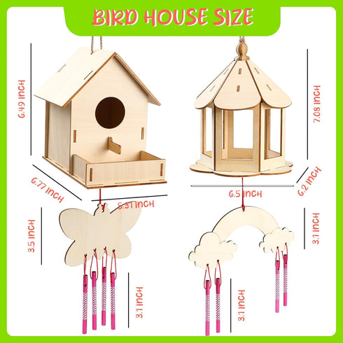 Birdhouse Crafts for Kids - 2 Pack Birdhouse Kit to Paint Wooden Bird House for Adults to Build Prefab House Kit Bird House Kits for Kids Ages 8-1...