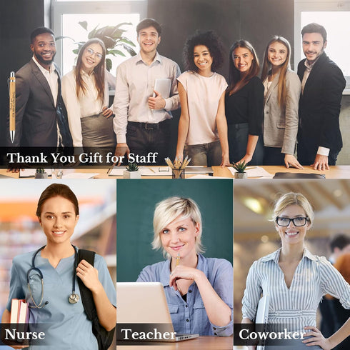 30 Pcs Inspirational Bamboo Pen Thank You Wood Bamboo Pen Employee Appreciation Motivational Quote Ballpoint Pen for Women Men Office Teacher Volu...