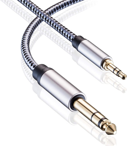 Tiierzon 1/8 to 1/4 Stereo Cable 6Ft, 6.35mm 1/4" Male to 3.5mm 1/8" Male TRS Bidirectional Stereo Audio Cable Jack for Guitar, Home Theater Devic...
