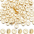 SUNNYCLUE 1 Box 200Pcs Gold Beads 6mm Real 18K Gold Plated Brass Heishi Disc Beads Bulk Flat Round Thick Loose Spacer Bead Golden Rondelle Metal B...