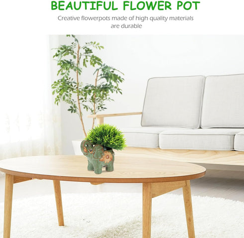 Veemoon Elephant Flower Pot Animal Plant Pots Cute Succulent Plant Pot Ceramic Cactus Pot Indoor Plant Container Glass Terrariums for Plants Succu...