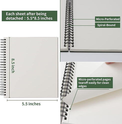 Sketch Book 5.5 X 8.5 - Spiral Sketchbook Pack of 2, SuFly 200 Sheets (68 lb/100gsm) Acid Free Sketch Pads for Drawing for Adults Spiral-Bound wit...