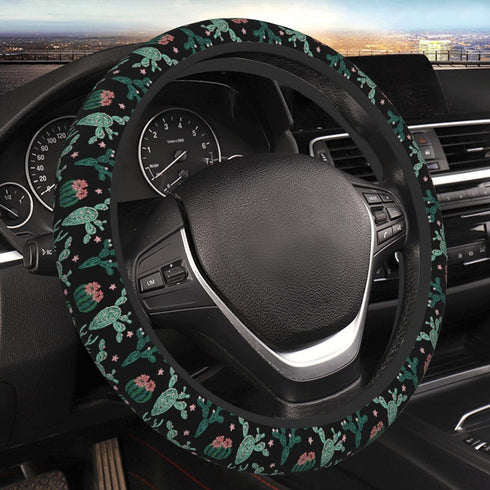 Trendy Cactus Flower Steering Wheel Cover for Women Men Girls Car Accessories Decor Anti-Slip Neoprene Auto Steering Wheel Covers Protector Univer...
