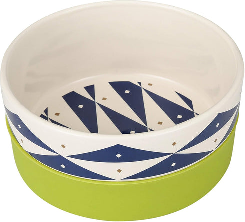 Now House for Pets by Jonathan Adler Oslo Duo Dog Bowl, Small Cute Ceramic Dog Food Bowl from Now House by Jonathan Adler for Water or Food, 4.5 I...
