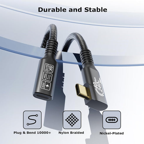 USB C 4 Extension Cable, with Thunderbolt 4 Cable, 240 W Charging Cable, 40 Gbps Data Cable, 8K @ 60Hz 4K, PD3.1, USB C Female Cable, for Hub, Doc...