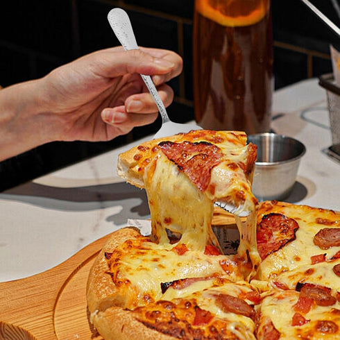 Stainless Steel Cake Server Pack of 10 Pie Holder Transfer Triangular Spade Spatula Serrated Edge for Pizza Cake Baking Safe in Dishwasher (Silver...