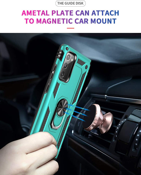 for Samsung Galaxy Note 20 Case, Note20 5G Case with HD Screen Protectors, Androgate Military-Grade Metal Ring Holder Kickstand 15ft Drop Tested S...