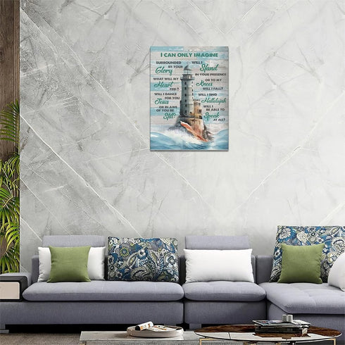 Lighthouse Wall Art Nautical Decor Coastal Ocean Pictures Wall Decor Lighthouse Christian Scriptures Canvas Painting Prints I Can Only Imagine Mod...