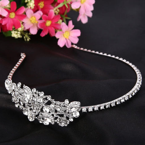 EVER FAITH Women's Austrian Crystal Wedding Bridal Flower Leaf Cluster Hair Band Clear Silver-Tone...