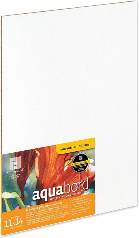 Ampersand Art Supply Watercolor Painting Panel: Museum Series Aquabord, 1/8 Inch Flat Profile, 11" x 14"...