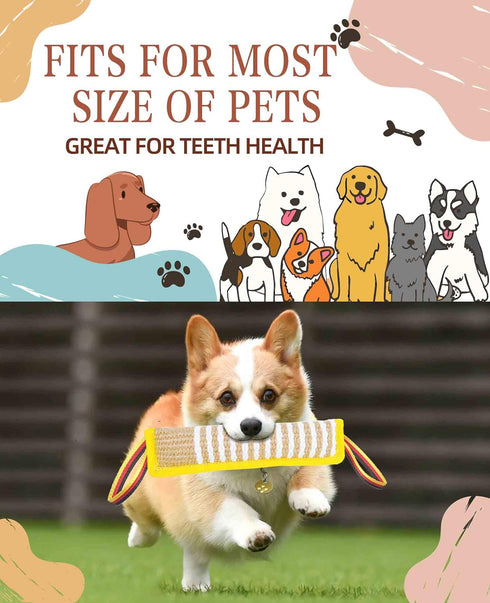 Dog Tug Toy Dog Tough Jute Bite Pillow - LastingTraining Equipment - Two Flag Handles Puppy to Large Dogs Interactive Toy war toys for aggressive ...