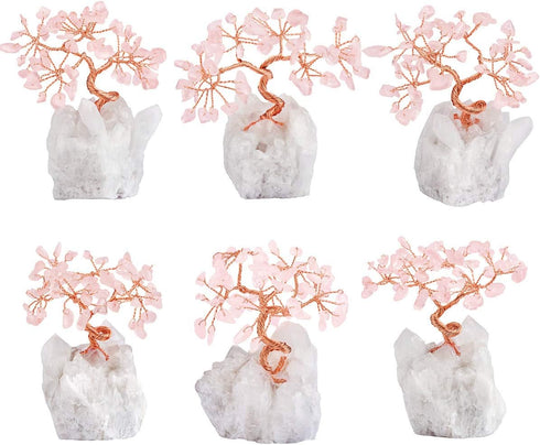 mookaitedecor Rose Quartz Crystal Tree Tumbled Stones, Cluster Rock Crystals Base Money Tree for Wealth and Luck 4"-5"...