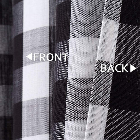 CAROMIO Cafe Curtains 45 Inch Length, Buffalo Plaid Gingham Pattern Rod Pocket Half Window Curtains for Kitchen Bathroom Window Curtain, Black and...