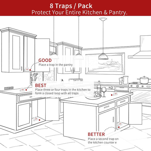Pantry Moth Glue Trap, Non-Toxic and Harmless, Easily Ensures Food Safety – Suitable for Home, Business, and Agricultural Settings, 8 Traps...
