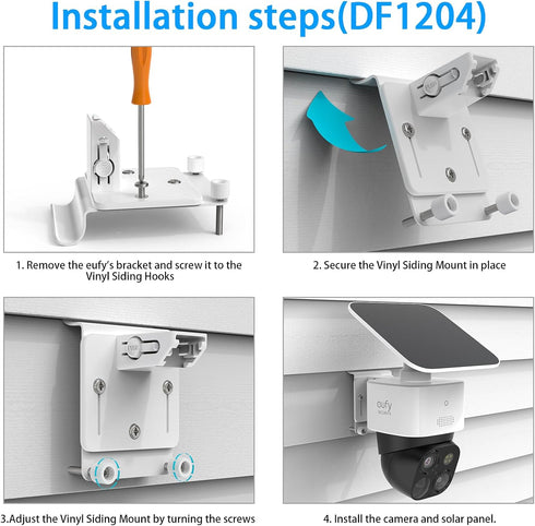 Vinyl Siding Clips Mount Bracket Compatible with Eufy SoloCam S340 Solar Security Outdoor Camera ?1Pack?White?...