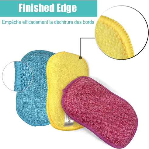 Pack of 12 Dish Washing Scrubs Kitchen Sponges Dual Purpose Non-Scratch Microfiber Scrub Scouring Sponge,Reusable Easy Handling Ideal for Kitchen ...