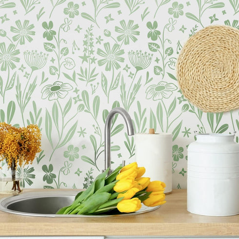 GSS Designs Wildflower Stencil for Painting on Wall Wood Canvas Furniture Reusable Art Flower Stencil for Craft Floral Stencils for Painting 12x16...