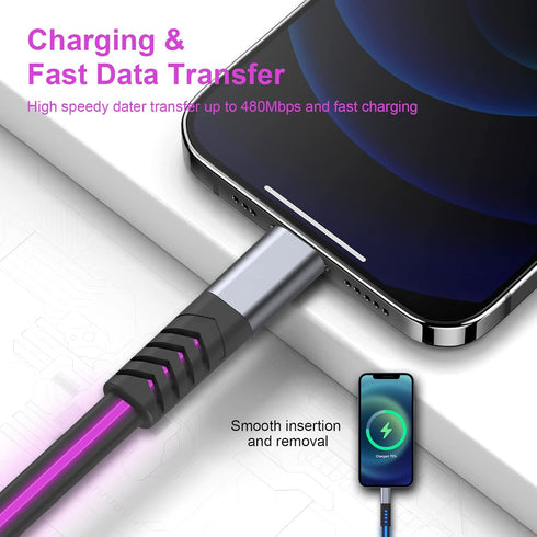 Light up iPhone Charger Cord, 6FT LED Lightning Cables | Apple MFi Certified | USB Fast Charging Cord for Apple iPhone 13 12 11 Pro Max XR XS X/8P...
