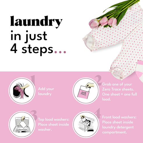 ZERO TRACE Baby Friendly Laundry Detergent Sheets, 72 Loads - Eco Friendly, All Natural, Hypoallergenic, Biodegradable - Sheet Laundry Soap for Se...