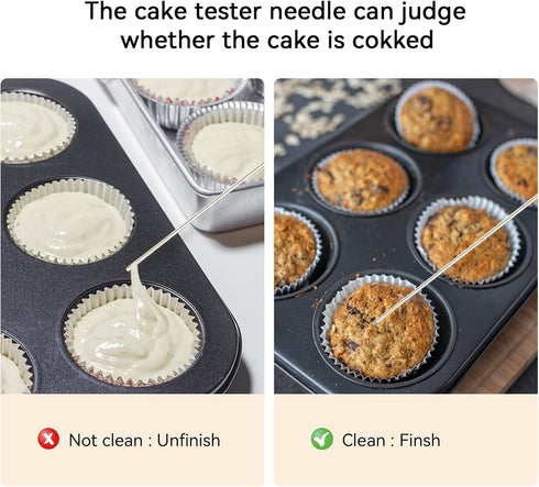 Cake Tester Needle, Reusbale Stainless Steel Cake Testing Probe Stick Cake Skewer Baking Tools for Cake Cupcake, Bread, Biscuit, Muffin, Pancake...
