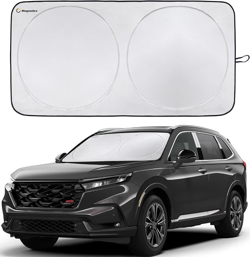 Magnelex Car Windshield Sunshade with Bonus Steering Wheel Sun Shade. Reflective Polyester Blocks Heat and Sun. Foldable Sun Shield That Keeps You...