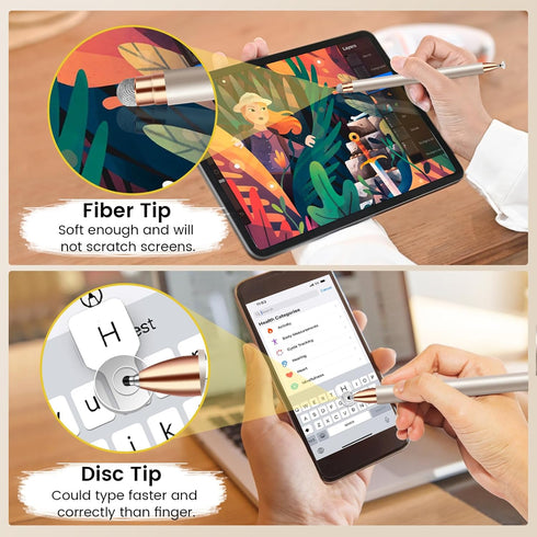 2-in-1 Universal Stylus Pen for Touchscreens,High Sensitivity Dual Tips Touch Screen Pen for All iPad, iPhone, Apple, Samsung Galaxy, Android Cell...