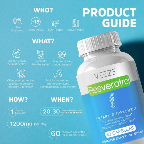 Resveratrol Supplement 600mg 60 Capsules & 60 Servings - Made in USA Natural & Organic Resveratrol - Rich in Antioxidants & Trans Resveratrol for ...