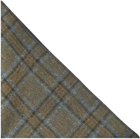 Olive Green & Brown Check Pocket Square, Tweed, Tartan, Plaid...