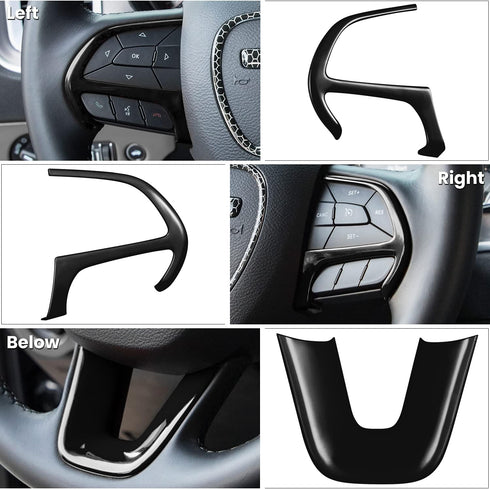 Steering Wheel Cover Trim Interior Accessories Decoration Kit for 2015-2021 Dodge Challenger Charger, for 2014-2021 Dodge Durango & Jeep Grand Che...