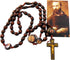 St Pio Devotional Wooden Bead Cord Rosary Gift Set with Saint Prayer Card and Bag...