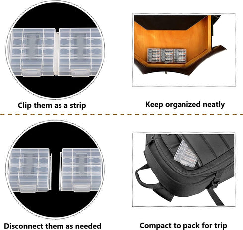 Battery Case AA/AAA Battery Holder Container Compact Portable Organizer Storage Case Insulative Plastic Clear Protective Battery Case for Travelli...