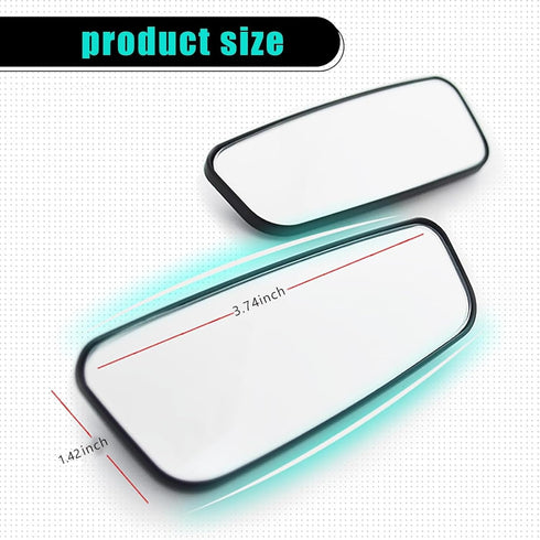 2 PCS HD Convex Wide Angle Looking Glass, 3.74" x 1.41" Rectangular Curved Blind Spot Mirror, General Motors Parking Aid Tool, Compatible with Mos...