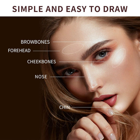 Highlighter Stick, Double Ended Highlighter Makeup Stick with Sponge Brush, Shimmer Waterproof Long Lasting Smooth Silver Glitter Brighten Face Ma...