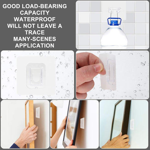 Double Sided Adhesive Hooks|20 Pack + 4 Pack Wall Hanger Holder|13.2lb Max | Self Adhesive Hooks for Bathroom, Kitchen, Office Hanging...