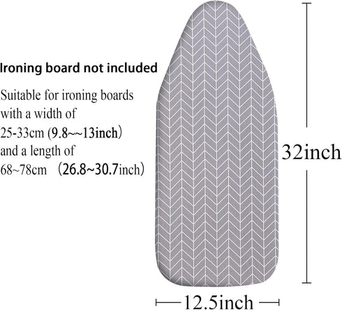 Small Ironing Board Cover Scorch Resistant, Cotton Iron Cover with Padding Heat Reflective Heavy Duty Pad … (Grey arrow, 12.5"x32")...