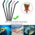Senneny Set of 5 Stainless Steel Straws with Silicone Flex Tips Elbows Cover, 2 Cleaning Brushes and 1 Portable Bag Included (Black)- 8mm diameter...