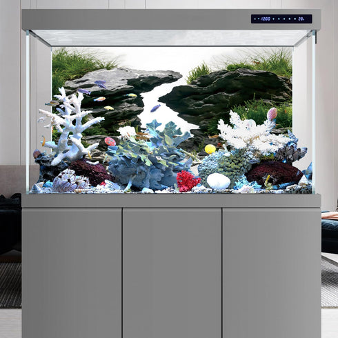 AWERT 48x20 inches Viewing Stone Fish Tank Background River Bed & Lake Aquarium Background Seaweed Aquarium Vinyl Background...