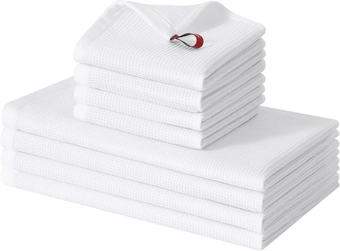 Homaxy 100% Cotton Kitchen Towels and Dishcloths Sets - Waffle Weave Soft and Absorbent Dish Towels - 8 Pack Quick Dry Dish Towels and Dishcloths ...