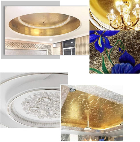 Tamicy 500 Sheets 10 Colors Metallic Gold Foil Leaf Paper - Foil Paper Slime Decorating Gilding Furniture, DIY Nails, Arts, Crafts, Paintings...