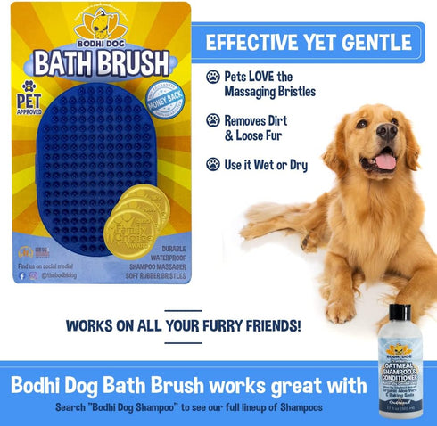 Bodhi Dog Shampoo Brush, Grooming Shampoo Brush for Pets, Short Hair Dog Scrubber, Blue, 2 Count...