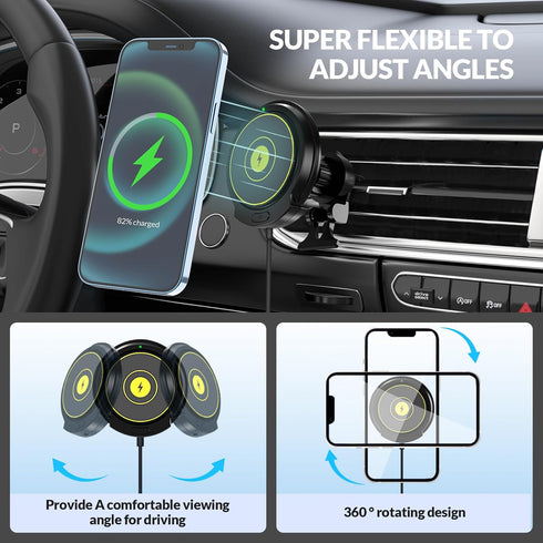 for MagSafe Car Mount Charger, 15W iPhone Magnetic Wireless Car Charger Mount, Compatible with MagSafe Car Charger, Car Phone Holder Fit iPhone 15...